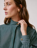 Chemise Innaée en popeline rayée verte
