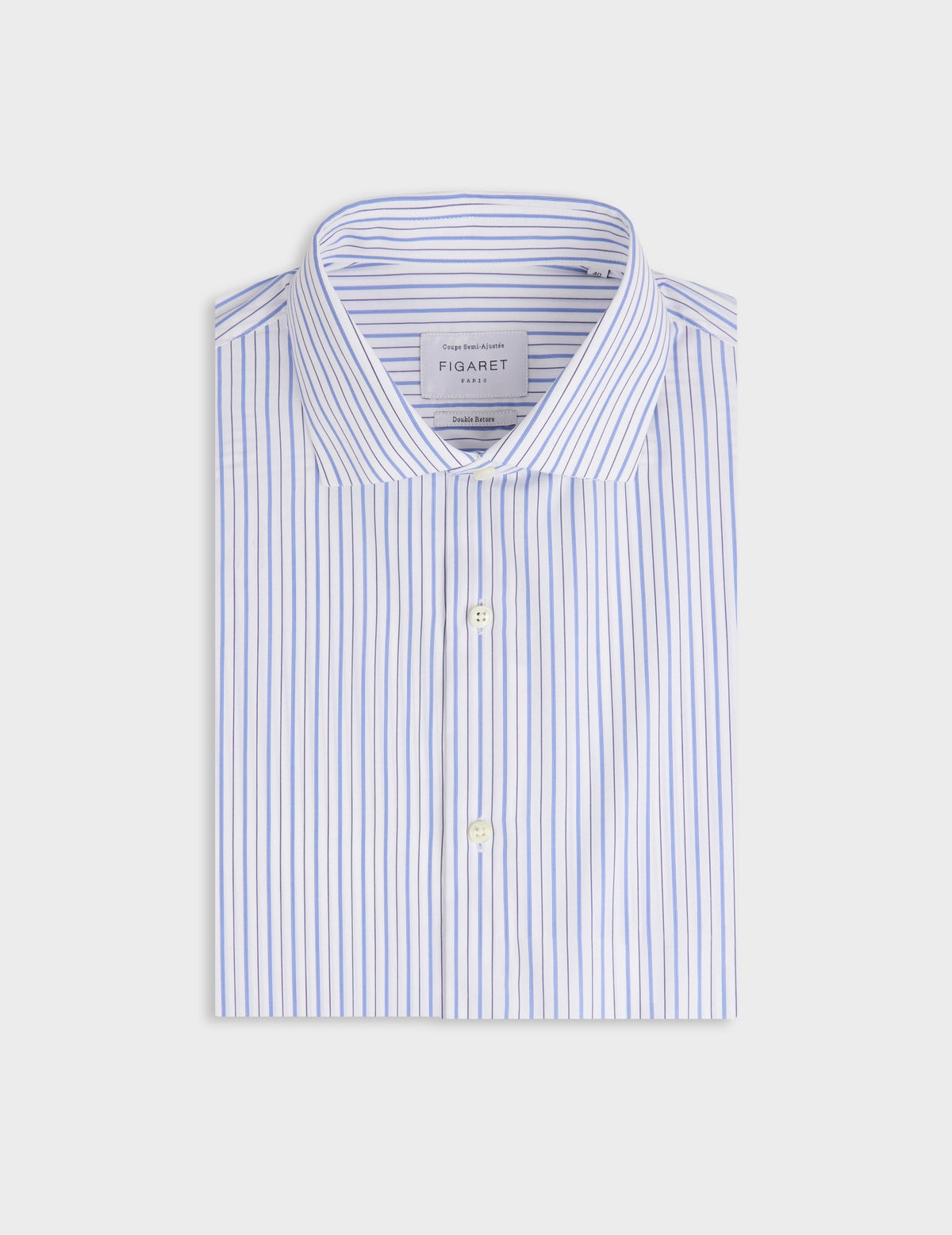 Chemise semi-ajustée rayée bleue