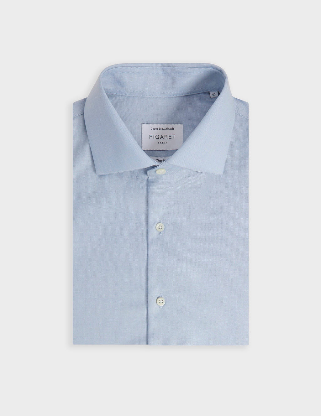 Chemise semi-ajustée en laine et cachemire bleu clair
