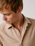 Chemise mixte  Je t'aime  en coton et cachemire beige