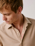 Chemise mixte  Je t'aime  en coton et cachemire beige