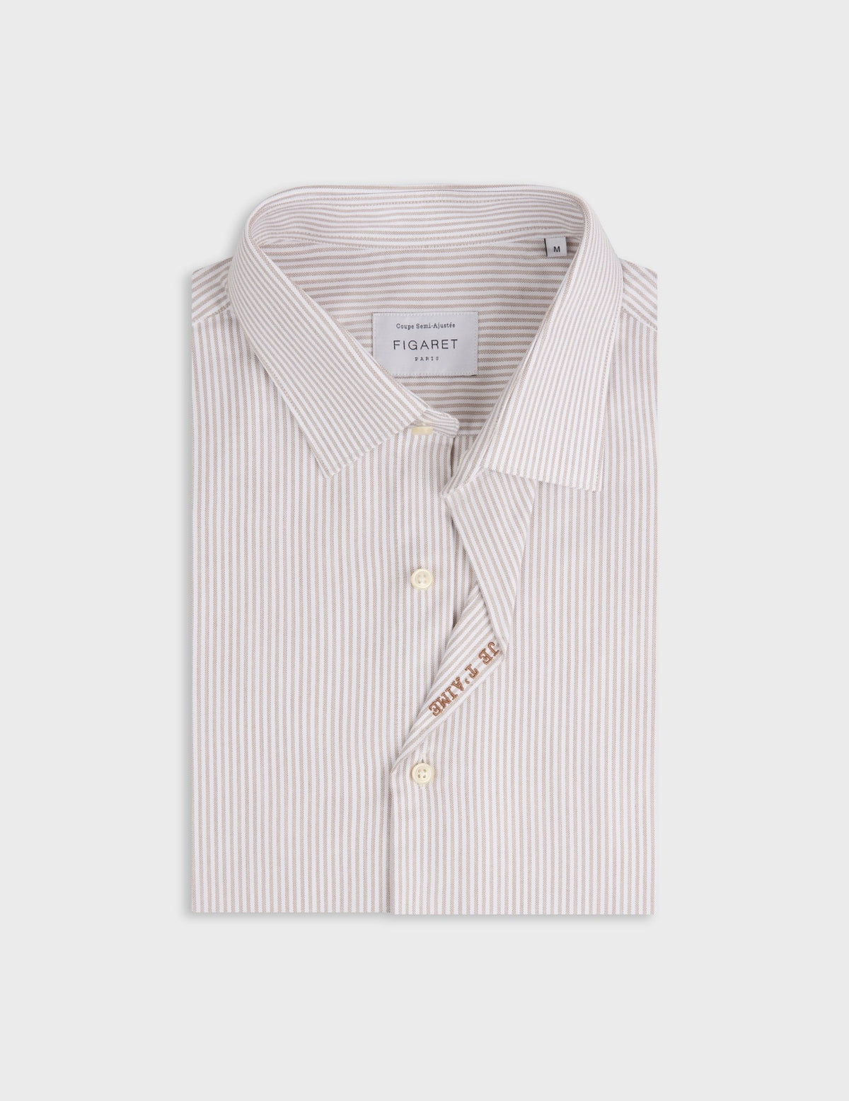 Chemise mixte  Je t'aime  rayée beige - View 2