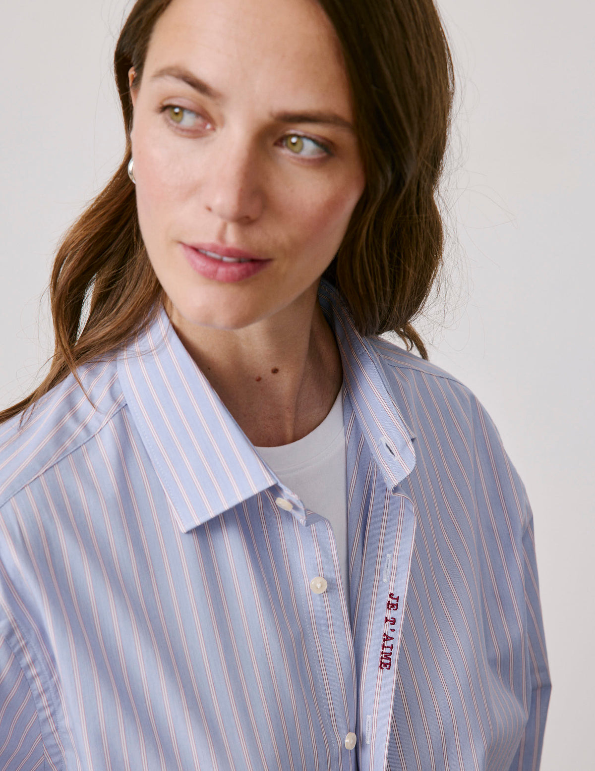 Chemise mixte  Je t'aime  bleue rayée - View 2