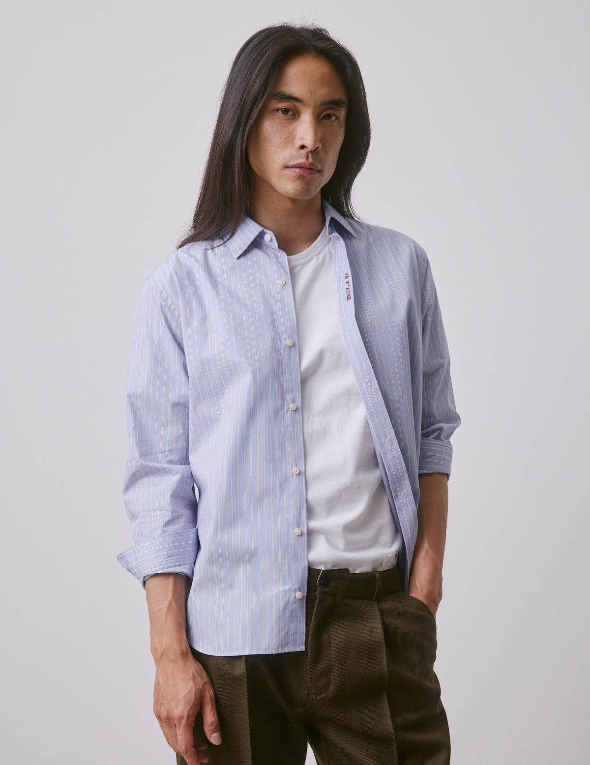 Chemise mixte  Je t'aime  bleue rayée