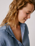 Chemise mixte  Je t'aime  en lin bleu