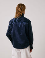 Chemise Laurine en velours bleu marine