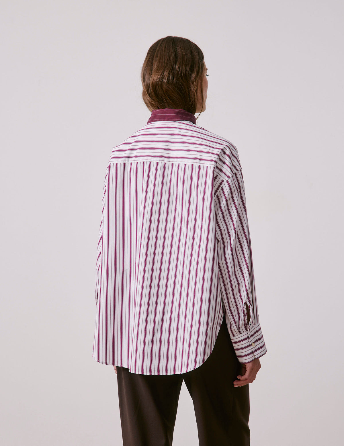 Chemise Margaux rayée bordeaux