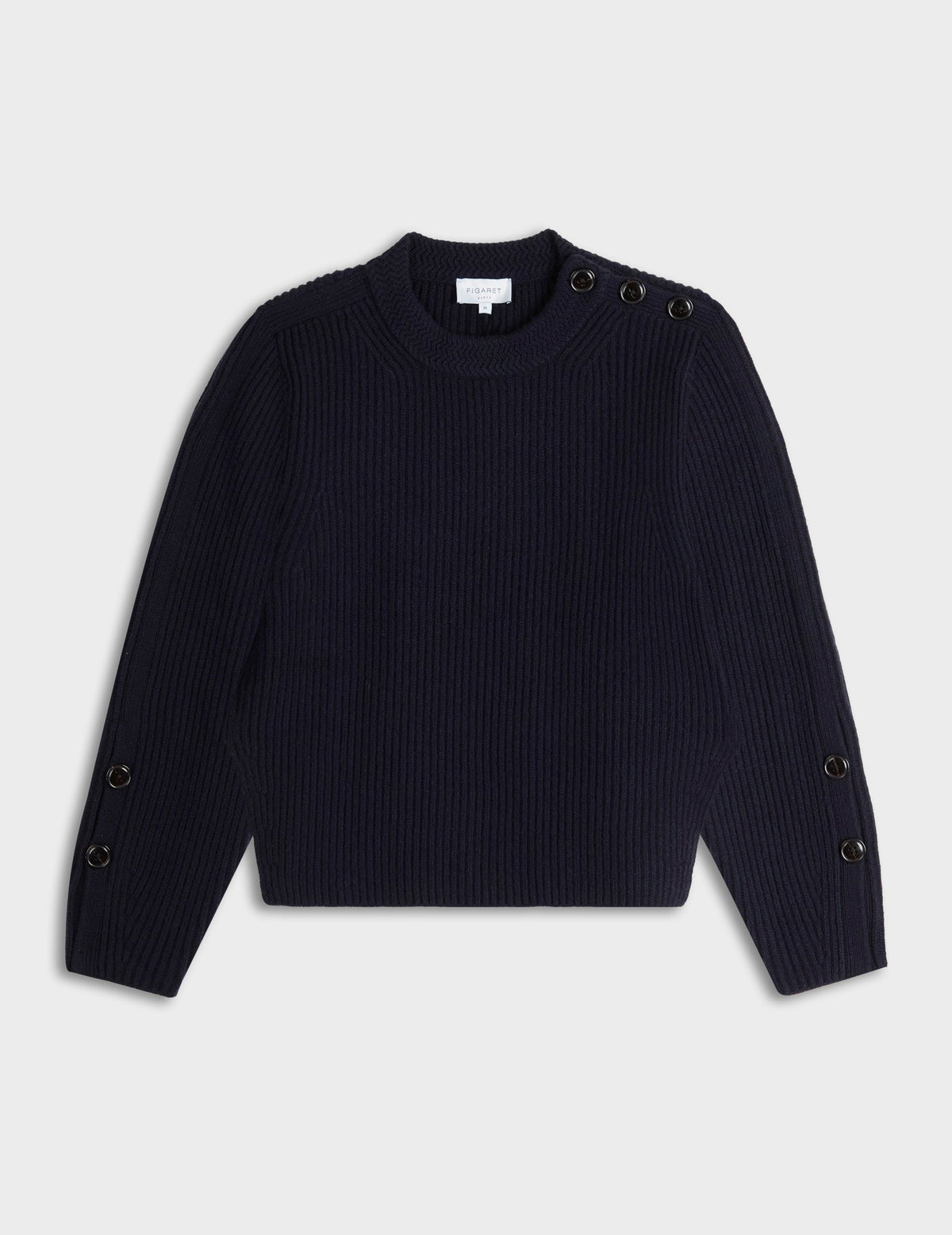 Pull Marino en laine mérinos marine - View 2