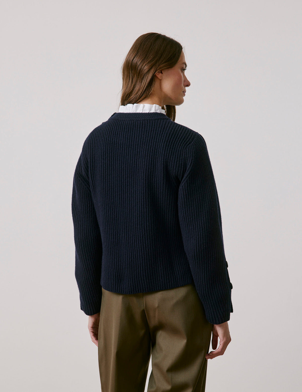 Pull Marino en laine mérinos marine - View 2