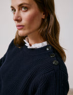 Pull Marino en laine mérinos marine - View 2