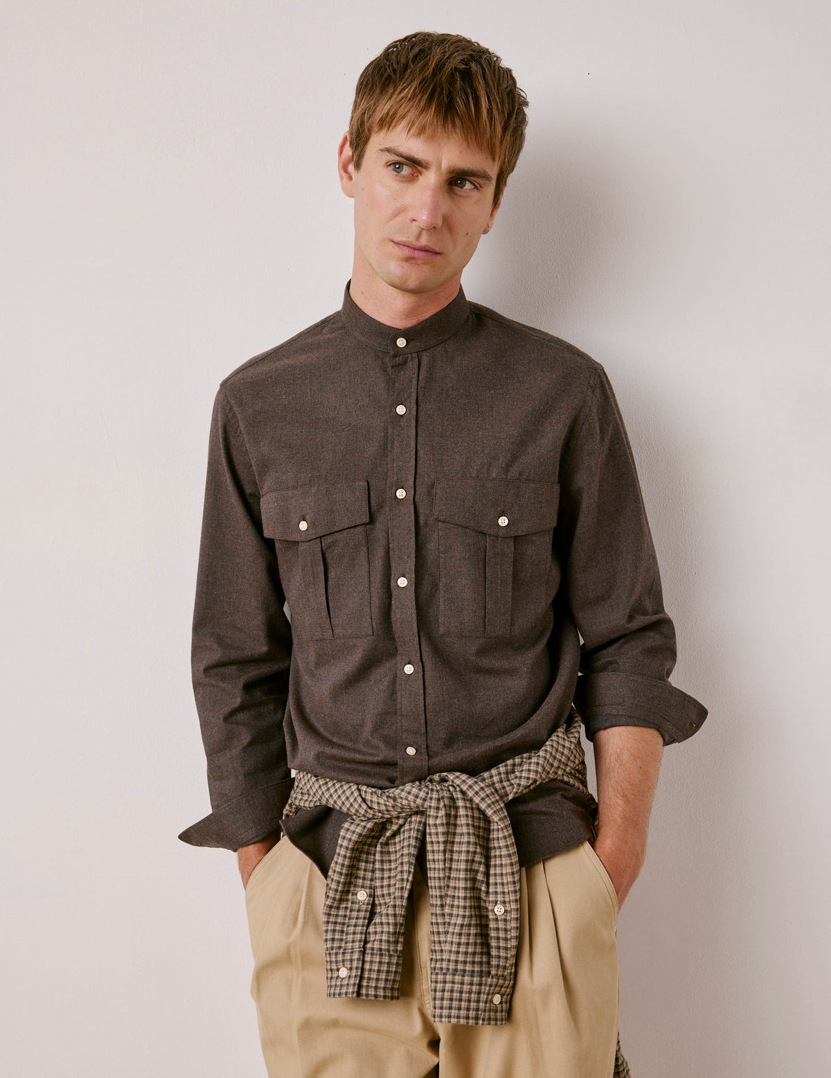 Chemise Mathias en flanelle marron