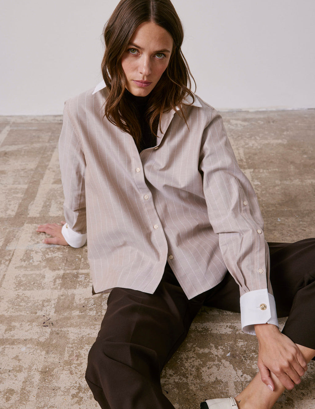 Chemise Meryl rayée beige