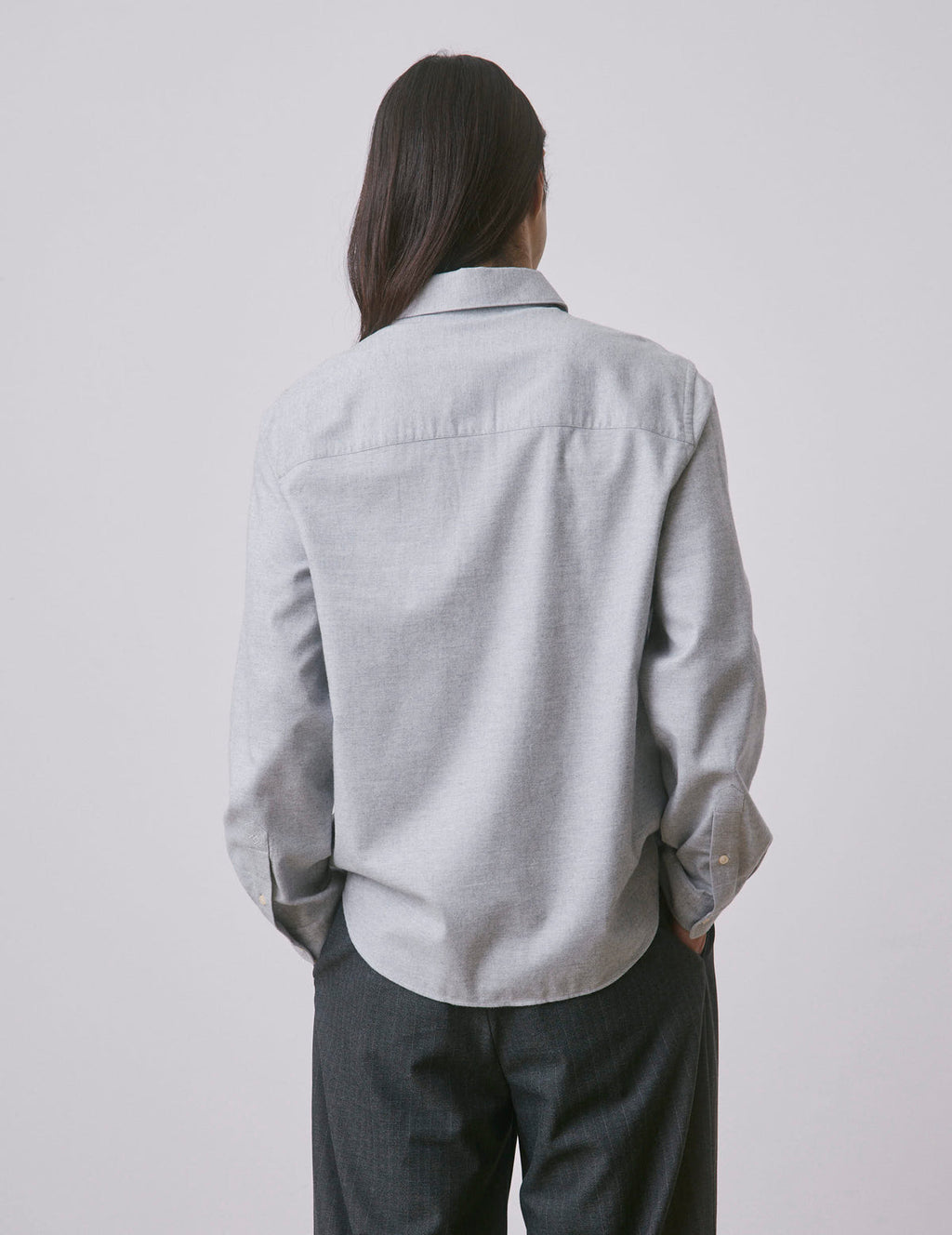 Chemise Néandro en flanelle et cachemire gris clair