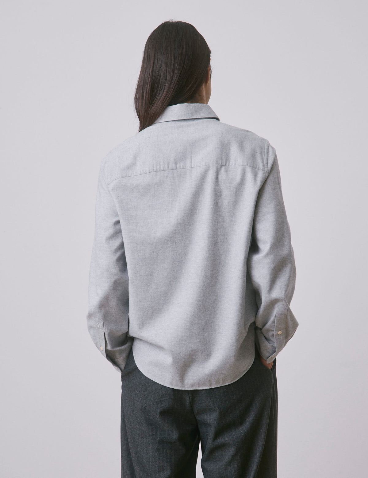 Chemise Néandro en flanelle et cachemire gris clair