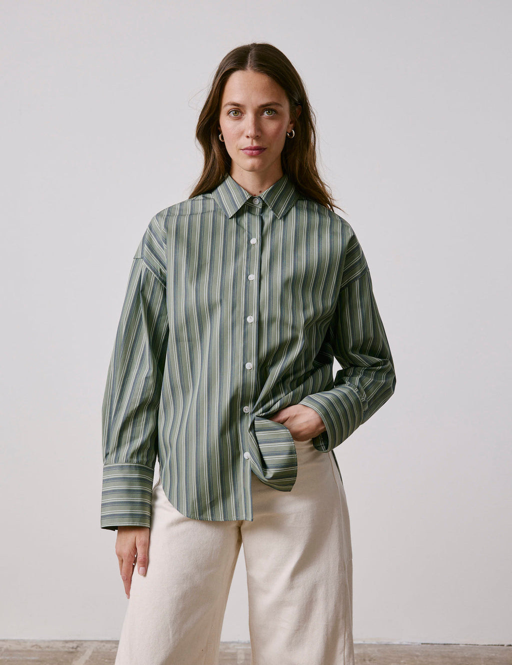 Chemise Noliana rayée kaki