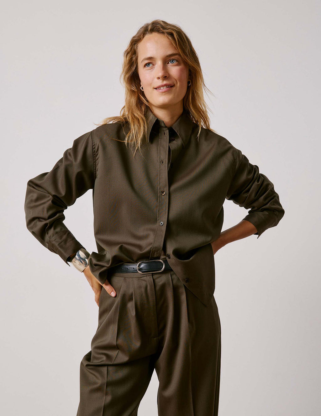 Chemise Pasha en laine vierge kaki