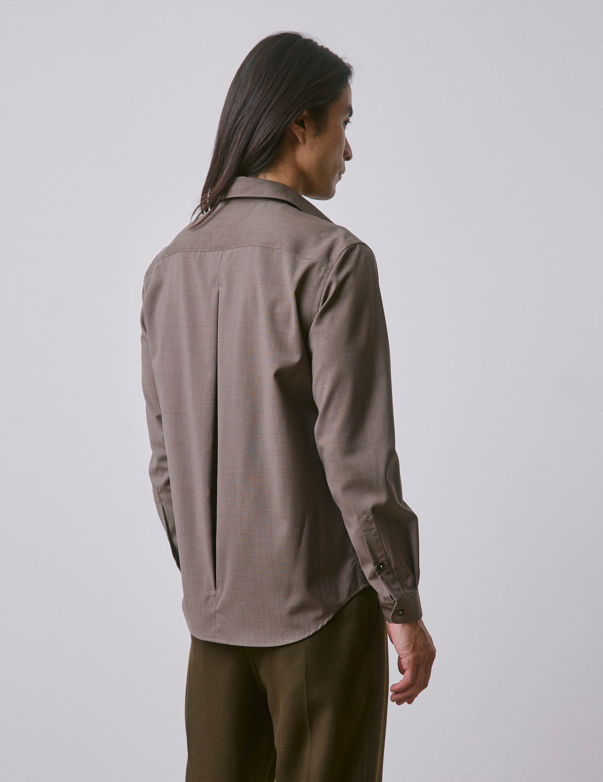 Chemise Paul en laine vierge marron