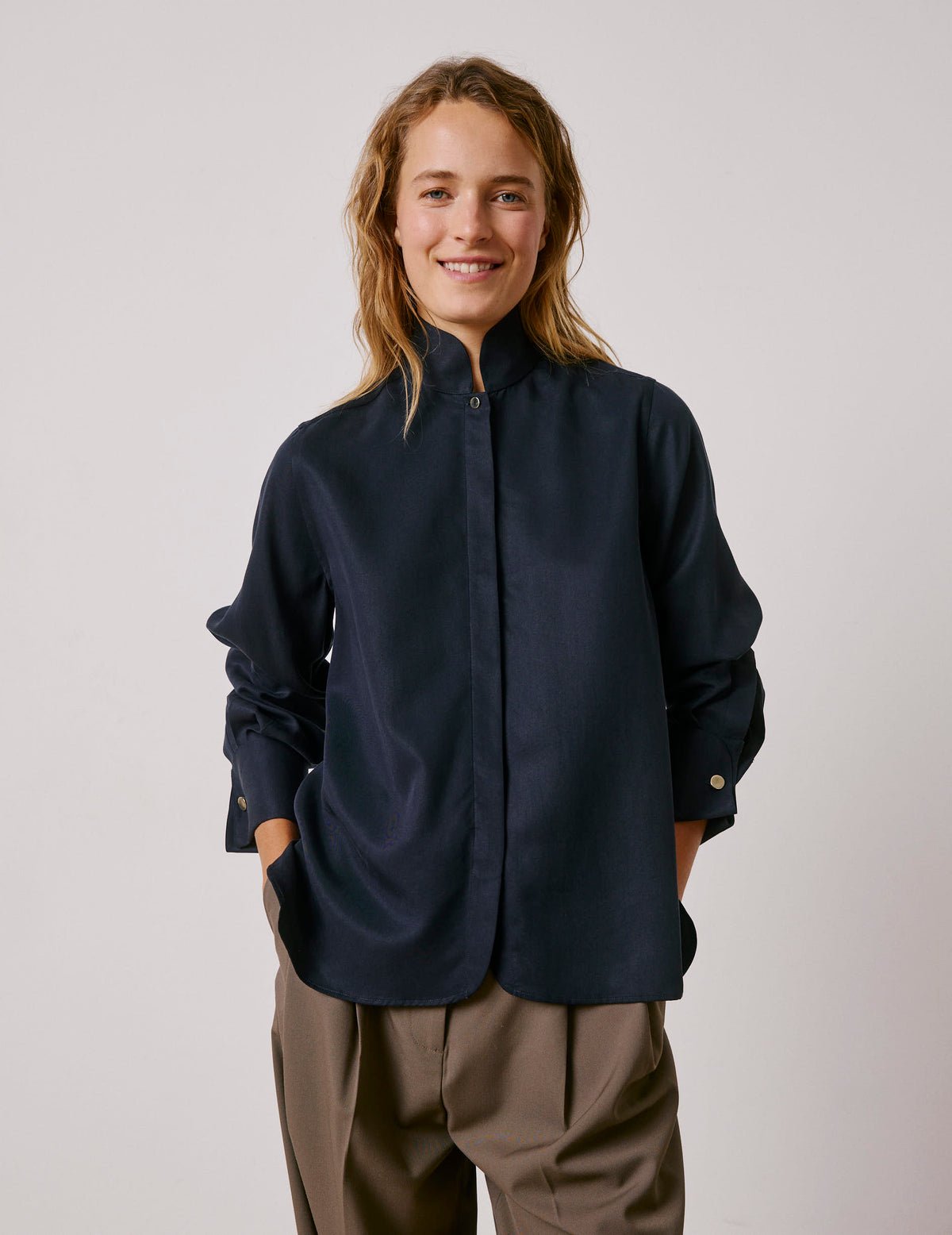 Chemise Peyton en lyocell bleu marine