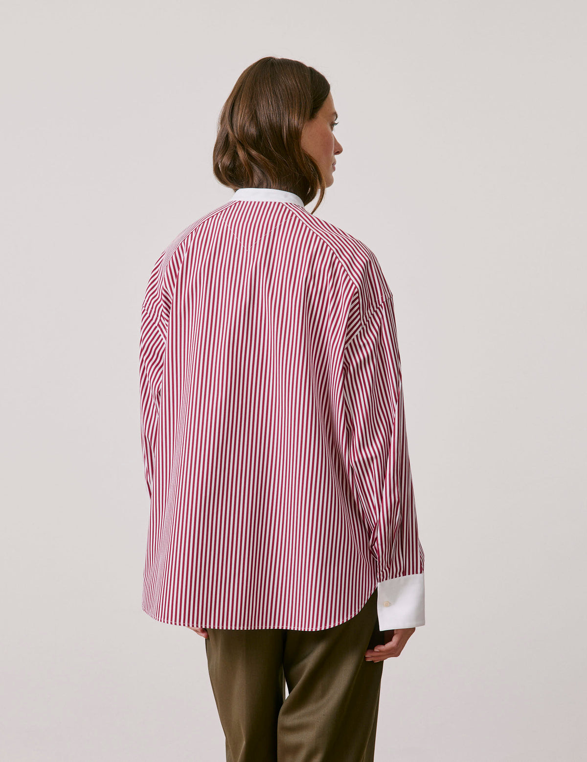 Chemise oversize Pia rayée bordeaux