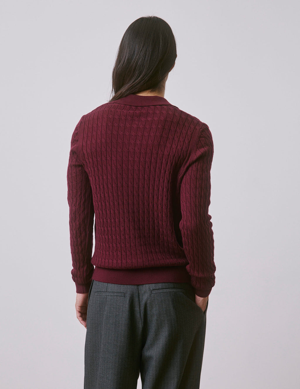 Pull Piersen en laine mérinos bordeaux - View 2