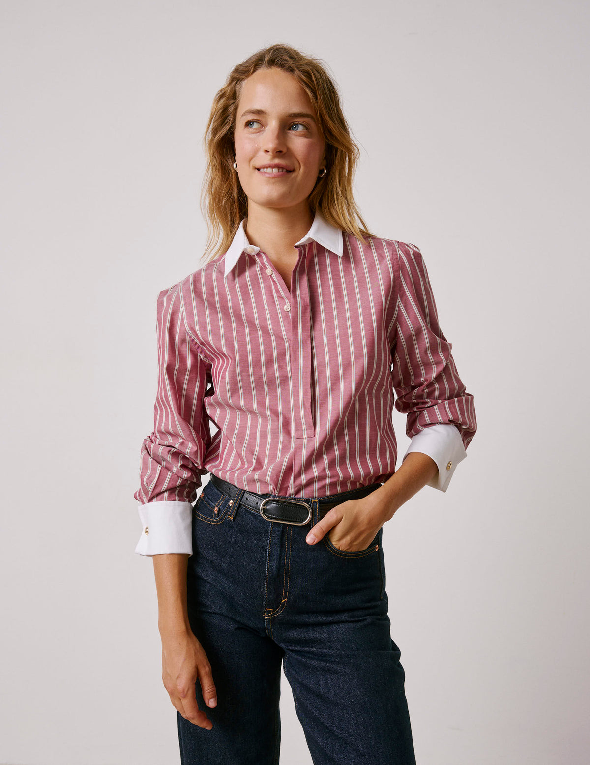 Blouse popover Poppy rayée rouge