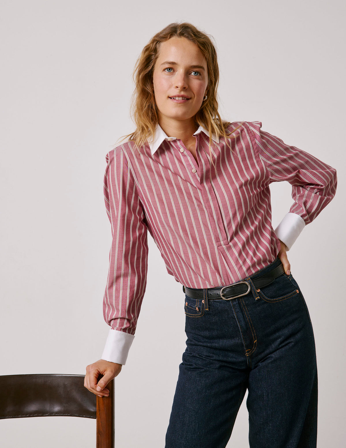 Blouse popover Poppy rayée rouge - View 2