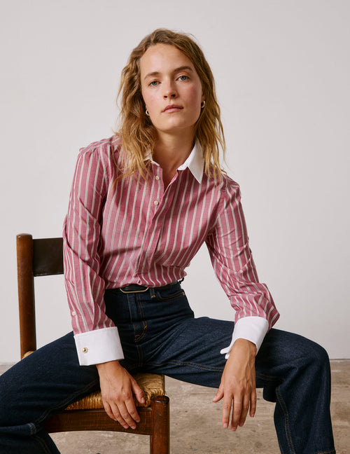 Blouse popover Poppy rayée rouge