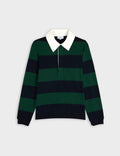 T-shirt Prosper en coton rayé marine et vert