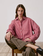 Chemise oversize Soffy rayée rouge