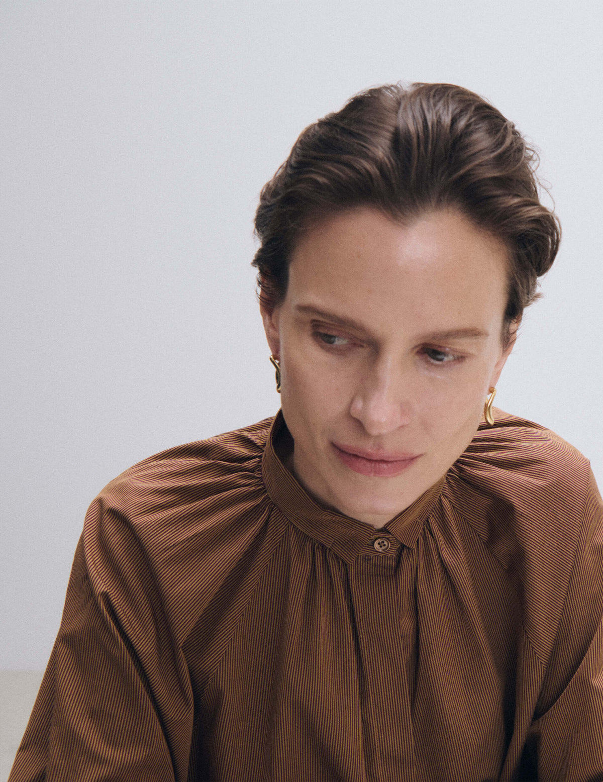 Chemise Pauline camel rayée
