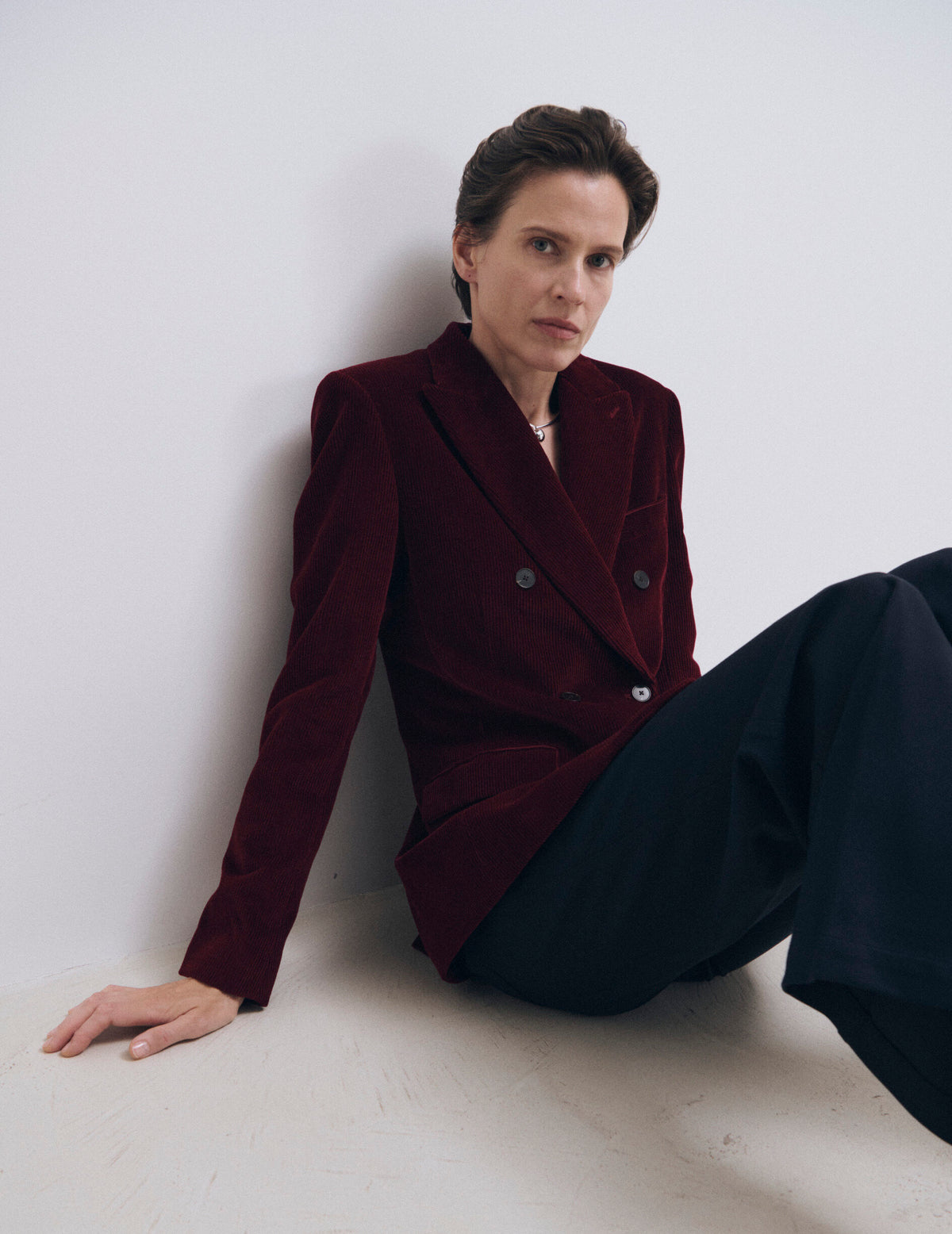 Veste blazer Poème en velours bordeaux