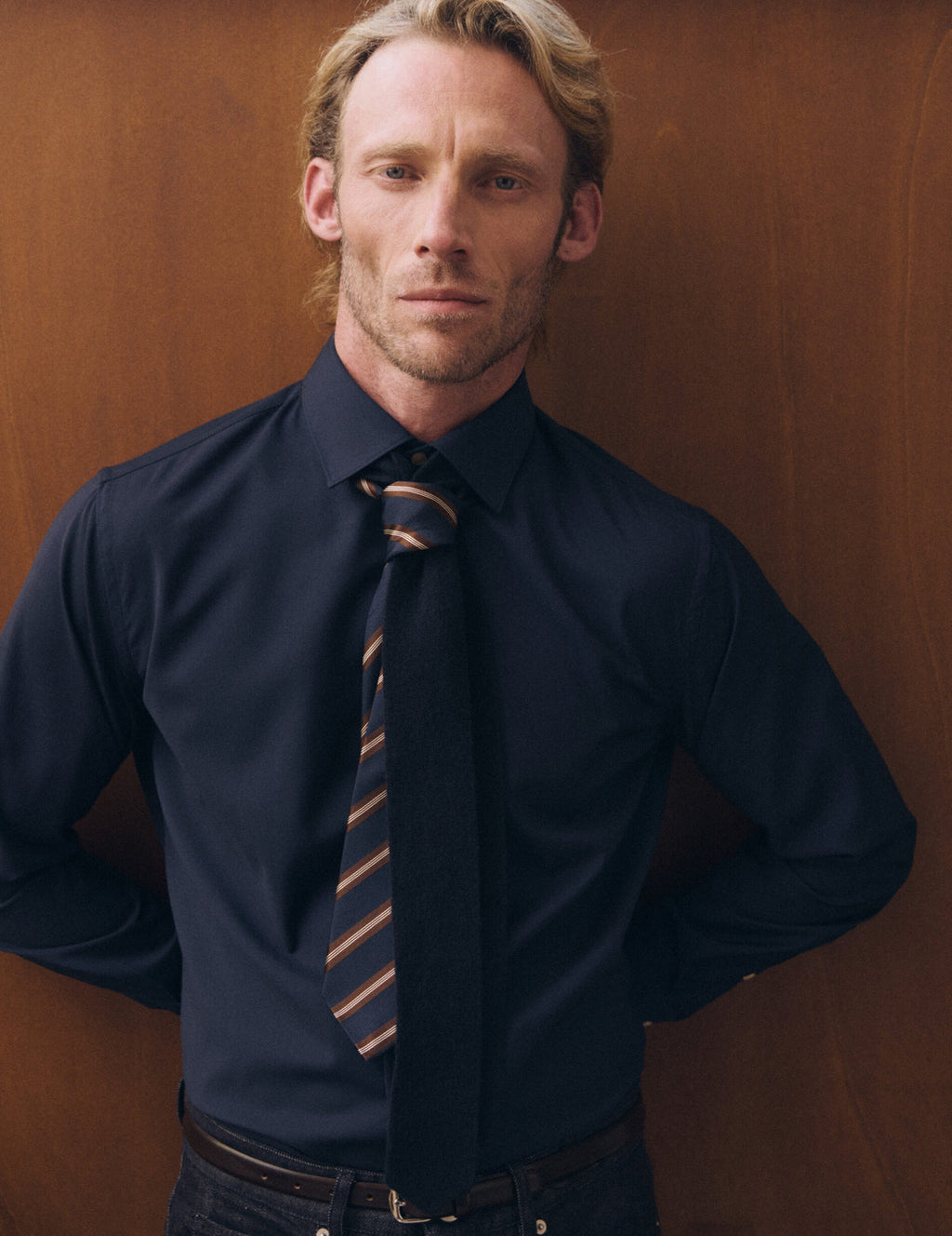 Chemise Auguste en laine vierge bleu marine