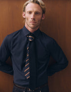 Chemise Auguste en laine vierge bleu marine