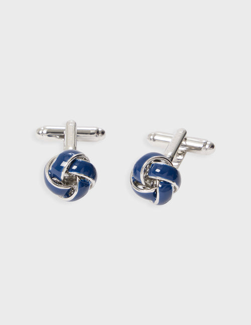 Boutons de manchette marine et argentés