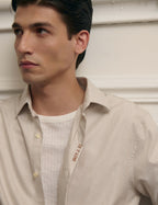 Chemise mixte  Je t'aime  rayée beige - View 2