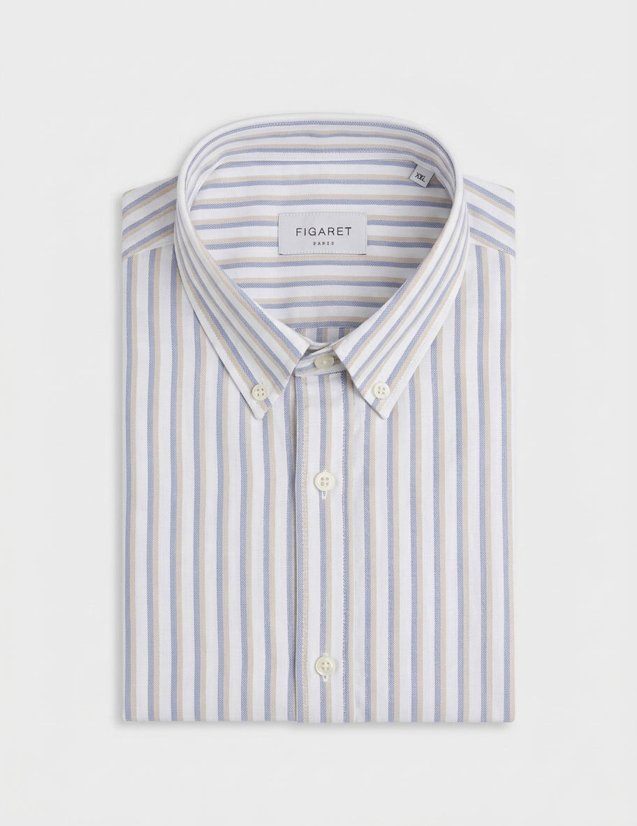 Chemise Gaspard rayée beige