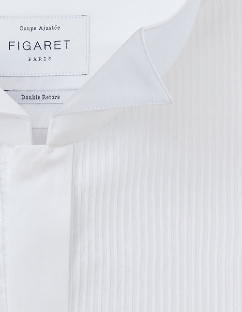 Chemise Ajustée à plastron gorge cachée blanche