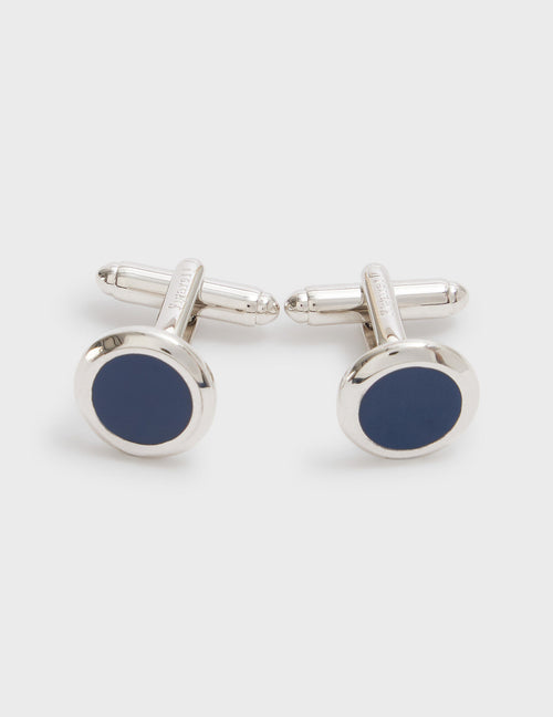 Boutons de manchette marine et argentés